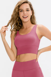 Solid Scoop Neck Long Sports Bra