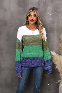 Color Block Dropped Shoulder Sweater