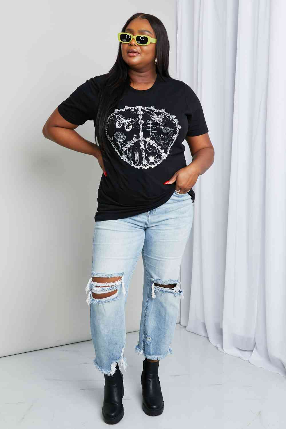 Full Size Butterfly Graphic Tee Shirt