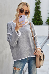 Casual Round Neck Dropped Shoulder Sweater