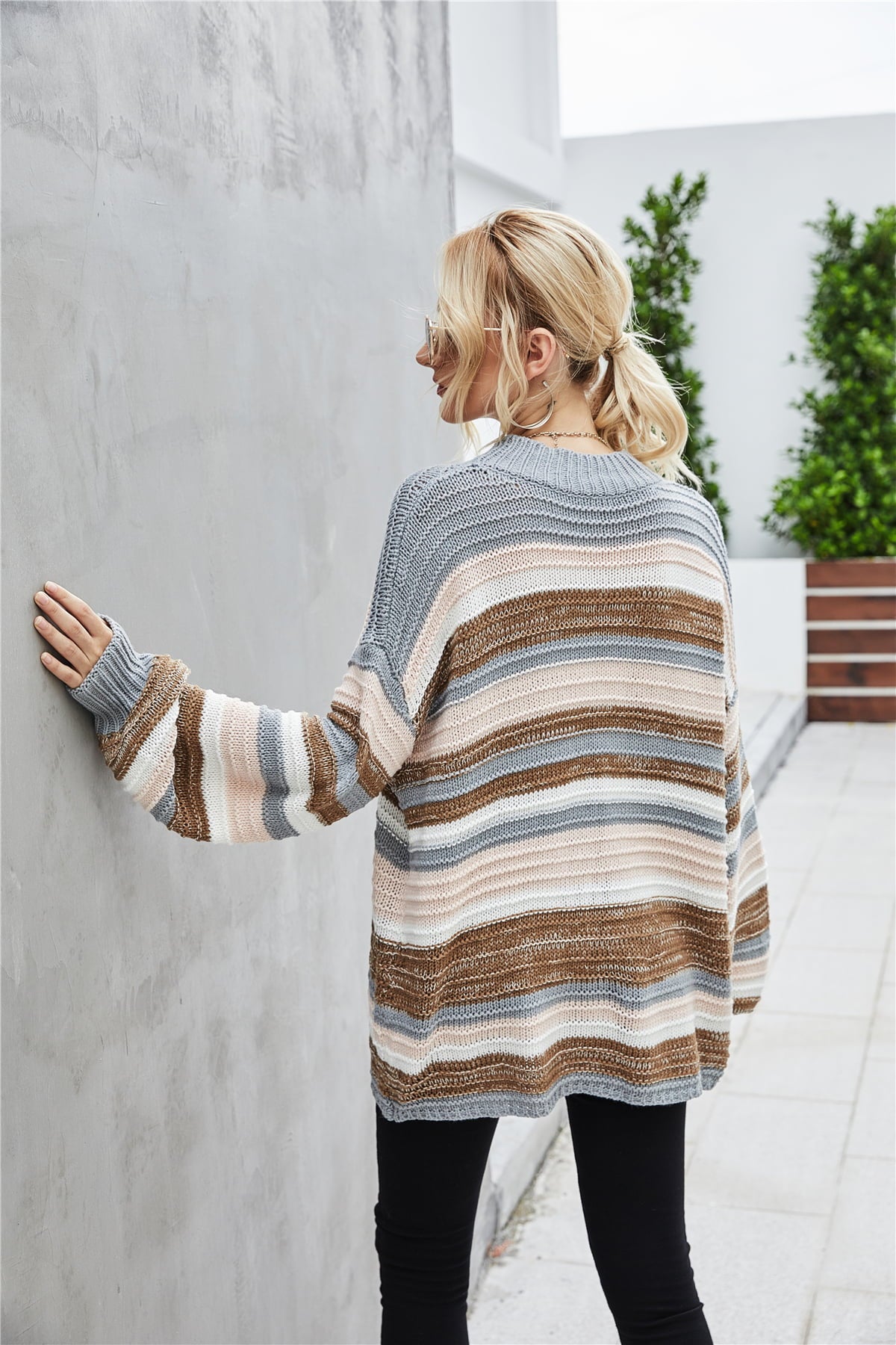 Dropped Shoulder Round Neck Sweater