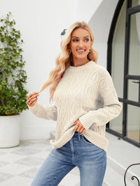 Round Neck Dropped Shoulder Long Sleeve Sweater