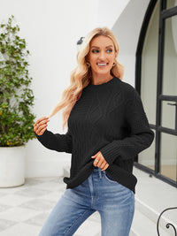 Round Neck Dropped Shoulder Long Sleeve Sweater