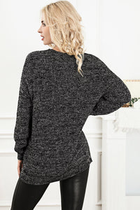 Round Neck Long Sleeve Sweater Black