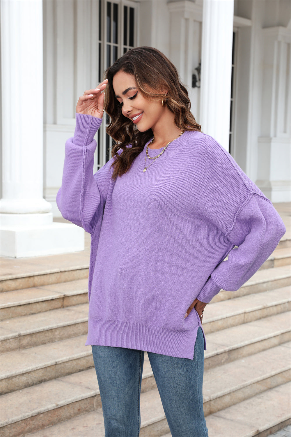 Round Neck Long Sleeve Sweaters