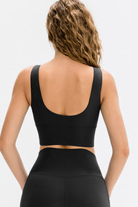 Solid Scoop Neck Long Sports Bra