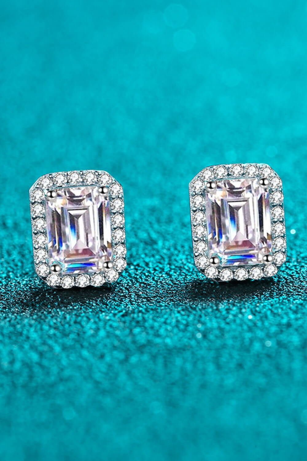 1 Carat Moissanite Square Stud Earrings