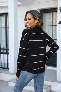 Striped Long Sleeve Round Neck Sweater