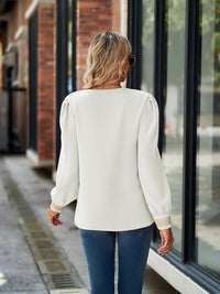 Basic style V-Neck Long Sleeve Blouse