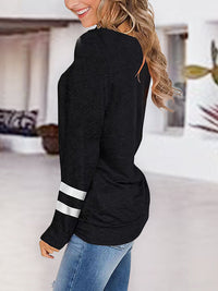 Striped V-Neck Raglan Sleeve T-Shirt