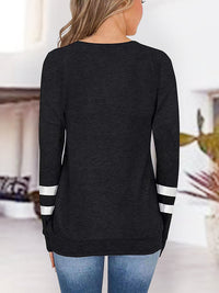 Striped V-Neck Raglan Sleeve T-Shirt