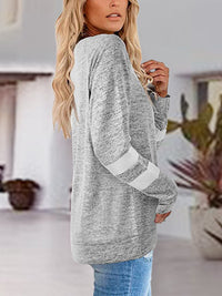 Striped V-Neck Raglan Sleeve T-Shirt