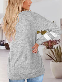 Striped V-Neck Raglan Sleeve T-Shirt