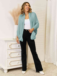 Open Front Pocketed Cardigan