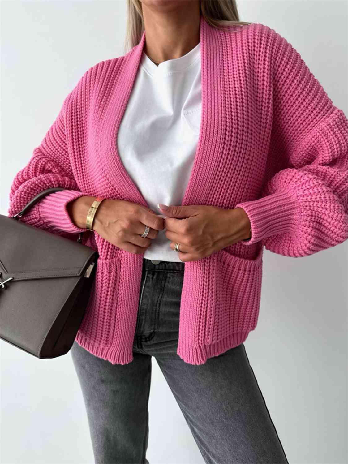 Open Front Drop Shoulder Cardigan