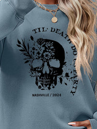Round Neck Dropped Shoulder Graphic Sweatshirt