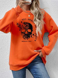 Round Neck Dropped Shoulder Graphic Sweatshirt