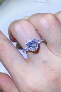 1 Carat Moissanite Heart Ring 14K White Gold