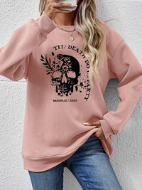 Round Neck Dropped Shoulder Graphic Sweatshirt