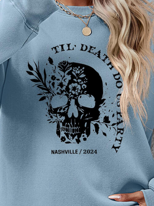 Round Neck Dropped Shoulder Graphic Sweatshirt