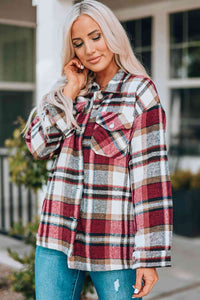 Plaid Button Front Shirt Jacket