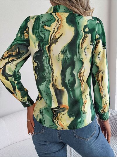Pastel Printed Button Up Long Sleeve Shirt