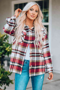 Plaid Button Front Shirt Jacket