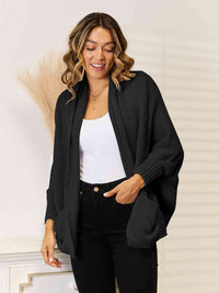 Open Front Pocketed Cardigan