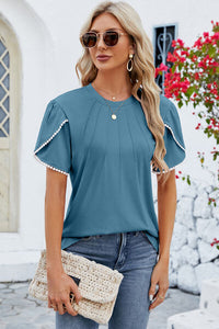 Petal Sleeve Round Neck T-Shirt