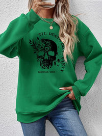 Round Neck Dropped Shoulder Graphic Sweatshirt