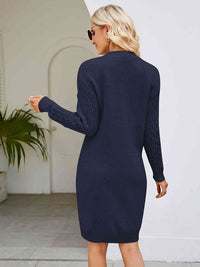 V-Neck Cable-Knit Mini Sweater Dresses