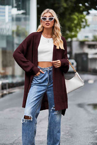 Dropped Shoulder Open Front Longline Cardigan