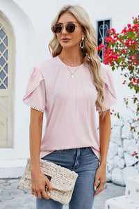 Petal Sleeve Round Neck T-Shirt