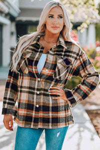 Plaid Button Front Shirt Jacket