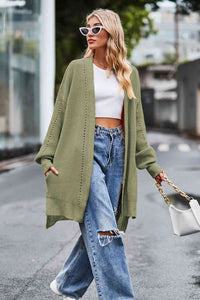 Dropped Shoulder Open Front Longline Cardigan