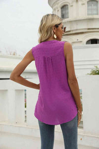 Swiss Dot Notched Neck Tank