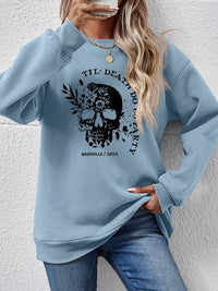 Round Neck Dropped Shoulder Graphic Sweatshirt