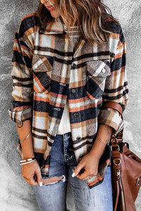 Plaid Button Front Shirt Jacket