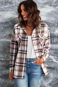 Plaid Button Front Shirt Jacket