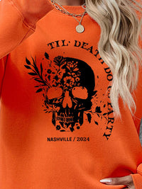 Round Neck Dropped Shoulder Graphic Sweatshirt
