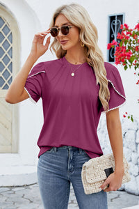 Petal Sleeve Round Neck T-Shirt