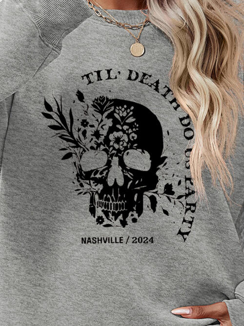 Round Neck Dropped Shoulder Graphic Sweatshirt