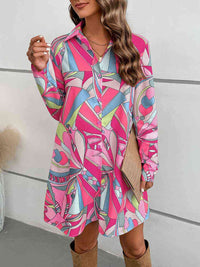 Long Sleeve Collared Shirt Dress