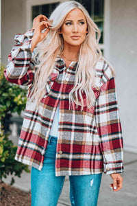 Plaid Button Front Shirt Jacket