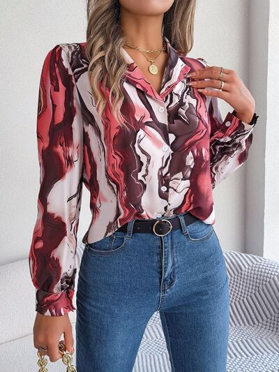 Pastel Printed Button Up Long Sleeve Shirt