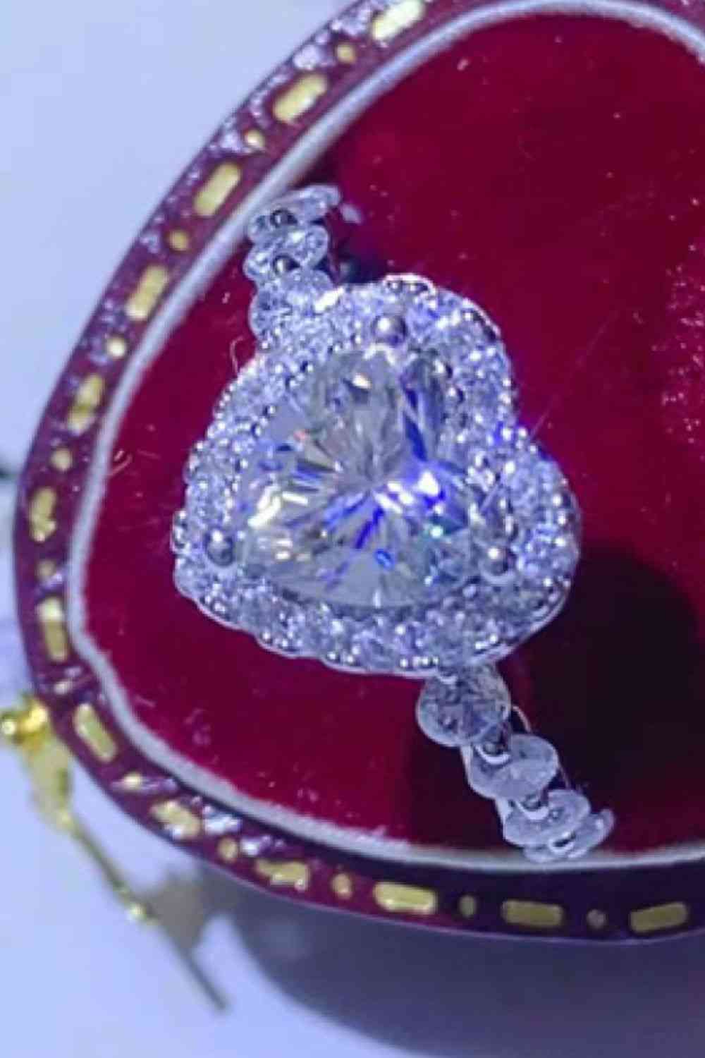1 Carat Moissanite Heart Ring 14K White Gold