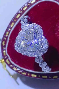 1 Carat Moissanite Heart Ring 14K White Gold