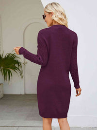 V-Neck Cable-Knit Mini Sweater Dresses
