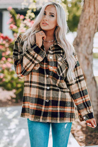 Plaid Button Front Shirt Jacket