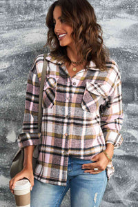 Plaid Button Front Shirt Jacket